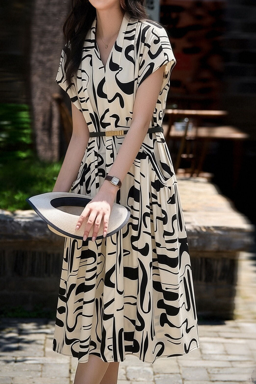 Elegant Designed Printed Dress - liwisi