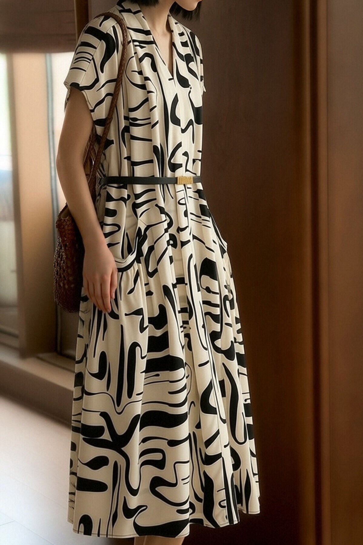 Elegant Designed Printed Dress - liwisi