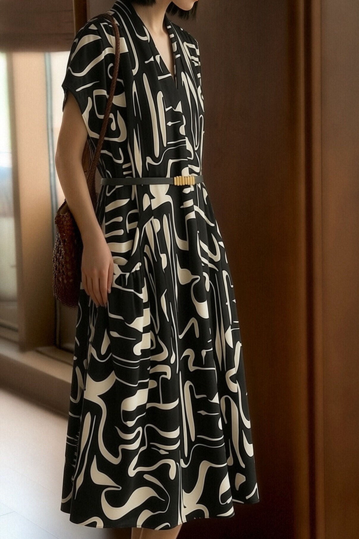 Elegant Designed Printed Dress - liwisi