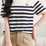 Casual Striped Silk Knit Sweater - liwisi