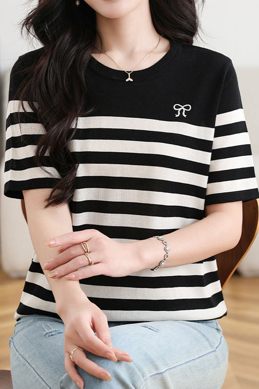 Casual Striped Silk Knit Sweater - liwisi