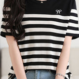 Casual Striped Silk Knit Sweater - liwisi