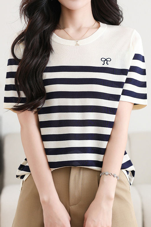 Casual Striped Silk Knit Sweater - liwisi