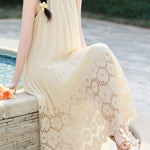 Elegant Vacation Hollow Halter Dress - liwisi