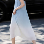 Casual Pleated Gradient Spaghetti Dress - liwisi