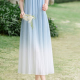 Casual Pleated Gradient Spaghetti Dress - liwisi