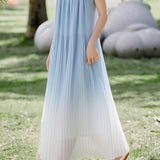 Casual Pleated Gradient Spaghetti Dress - liwisi