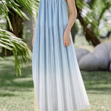 Casual Pleated Gradient Spaghetti Dress - liwisi