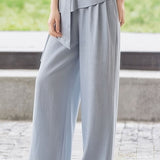 Casual Waist Tie V-Neck Set - liwisi