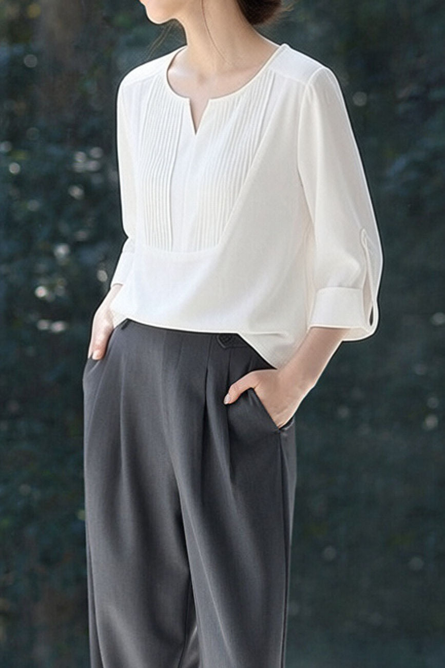 Casual Daily Pleated Linen Shirt - liwisi