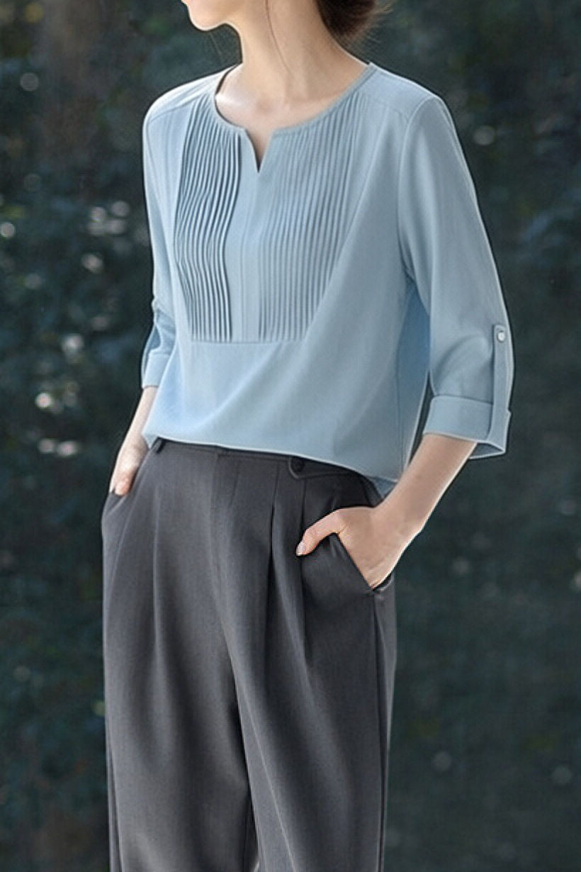 Casual Daily Pleated Linen Shirt - liwisi