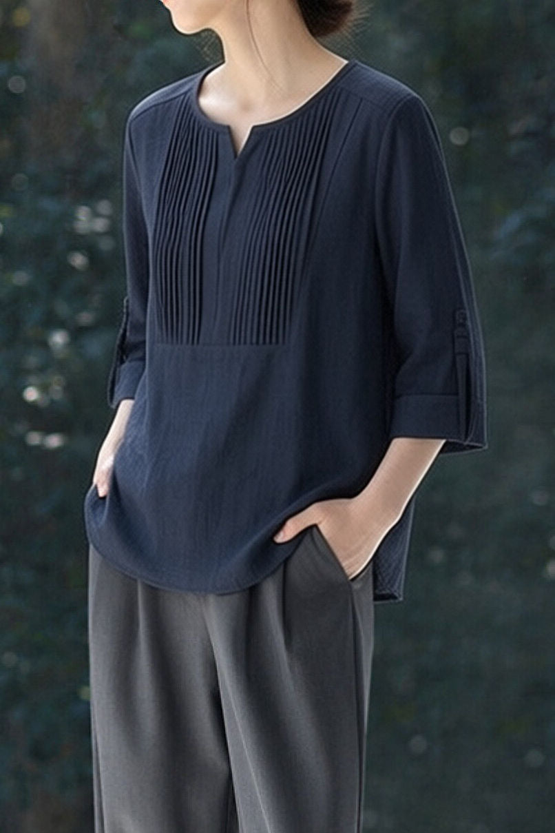 Casual Daily Pleated Linen Shirt - liwisi