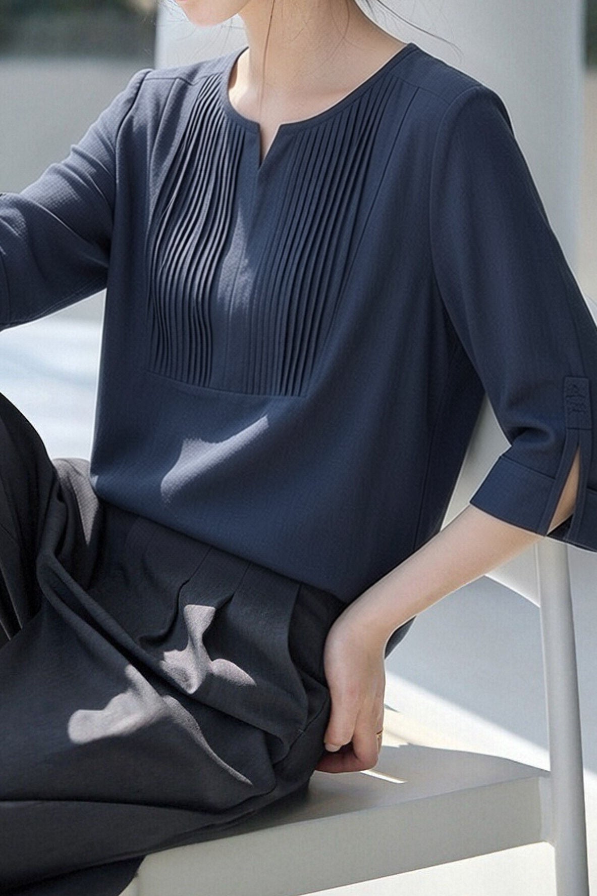 Casual Daily Pleated Linen Shirt - liwisi