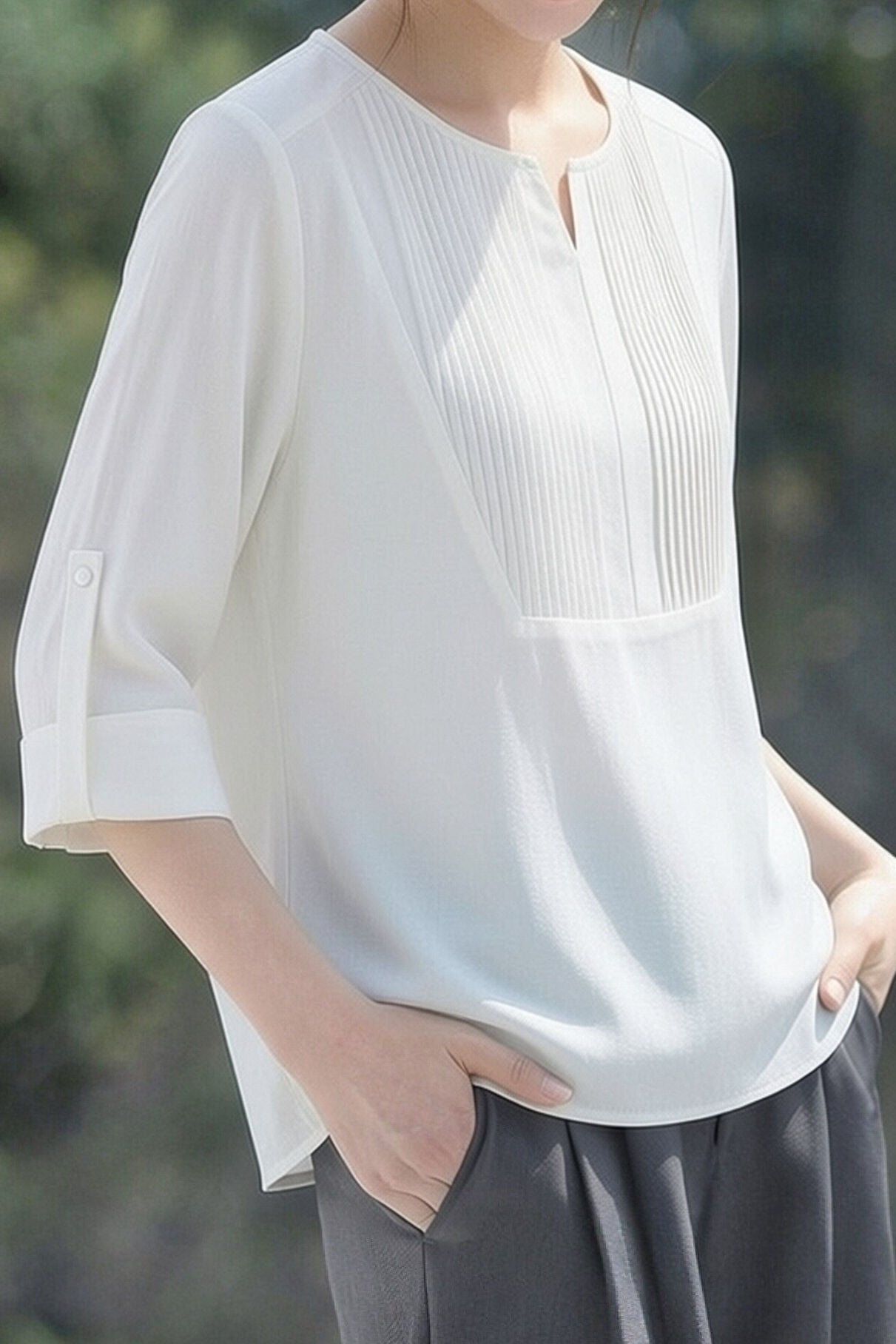 Casual Daily Pleated Linen Shirt - liwisi