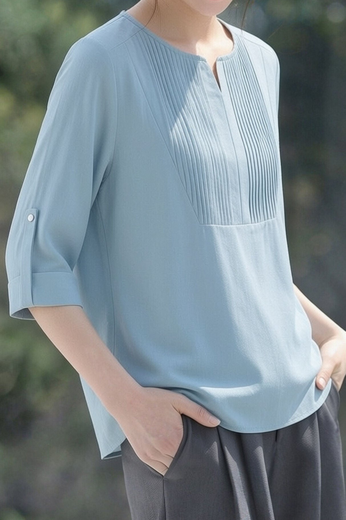Casual Daily Pleated Linen Shirt - liwisi
