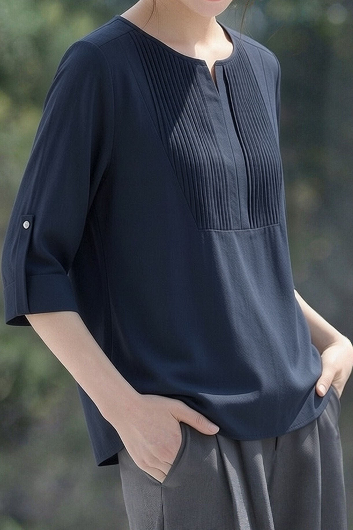 Casual Daily Pleated Linen Shirt - liwisi