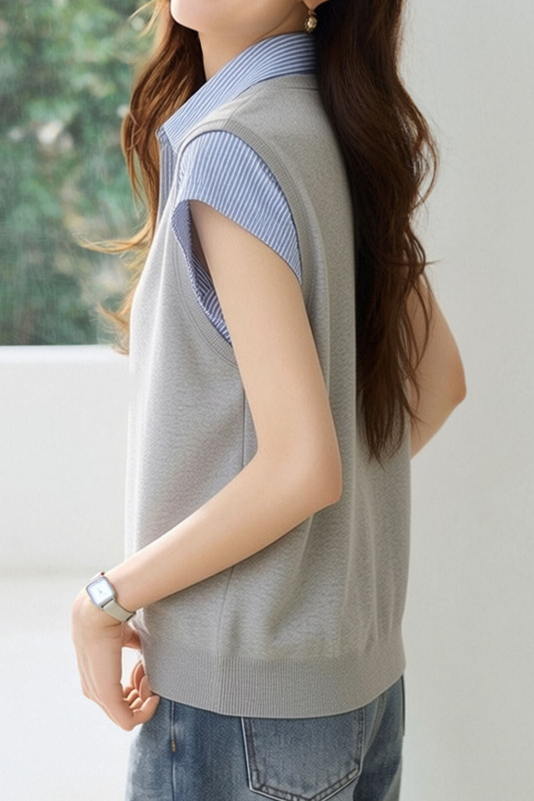 Casual Commute Fake Two-Piece Design T-Shirt - liwisi