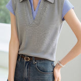 Casual Commute Fake Two-Piece Design T-Shirt - liwisi