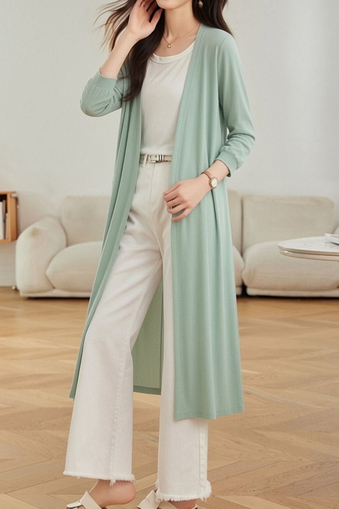 Casual Versatile Linen Sun Protection Long Knit Cardigan - liwisi