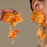 Atmospheric Petal Tassel Necklace And Earrings - liwisi