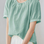 French Chic Commuter Pleated Round-Neck Shirt - liwisi