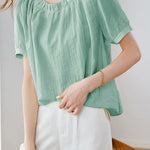 French Chic Commuter Pleated Round-Neck Shirt - liwisi