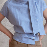 Casual Commuter Plaid Sash-Waist Shirt - liwisi