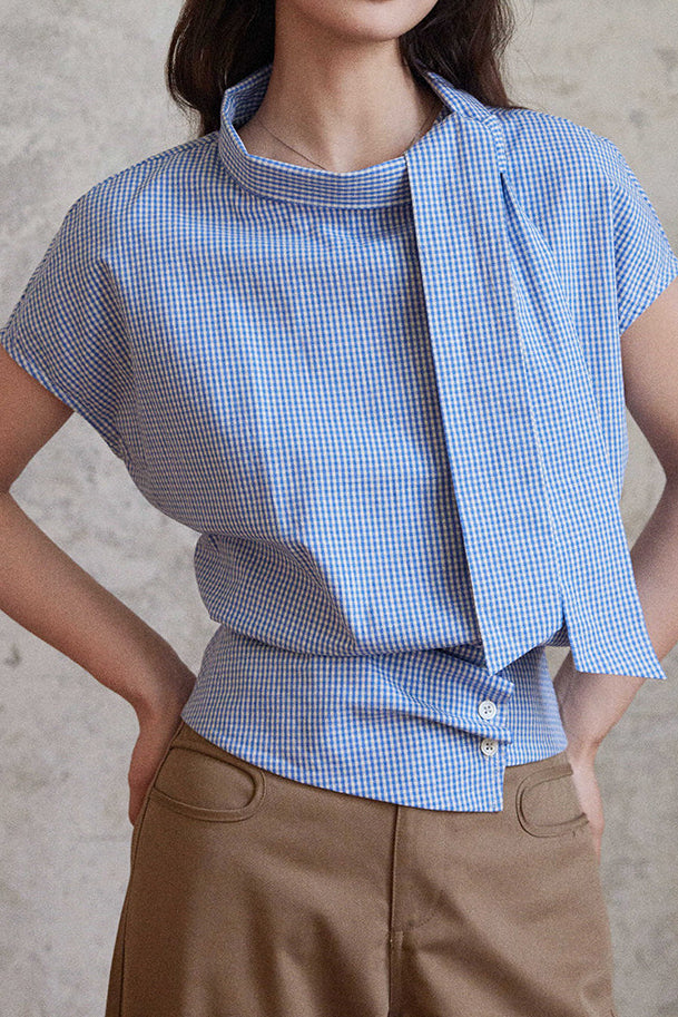 Casual Commuter Plaid Sash-Waist Shirt - liwisi