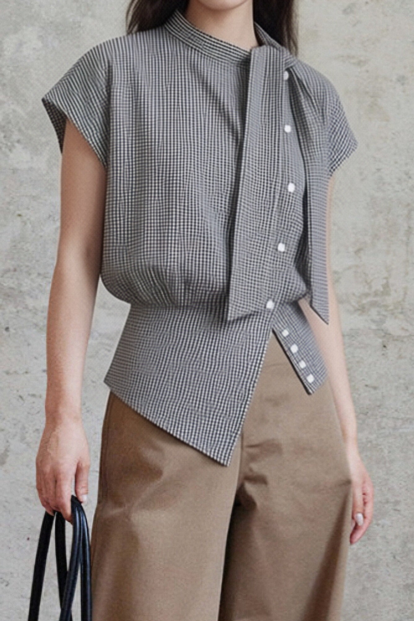 Casual Commuter Plaid Sash-Waist Shirt - liwisi