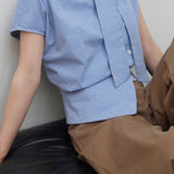 Casual Commuter Plaid Sash-Waist Shirt - liwisi