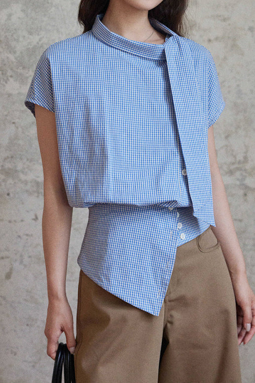 Casual Commuter Plaid Sash-Waist Shirt - liwisi