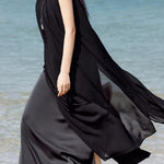 French Vacation Chiffon Draped Dress - liwisi