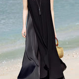 French Vacation Chiffon Draped Dress - liwisi