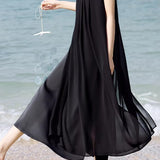 French Vacation Chiffon Draped Dress - liwisi