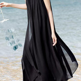 French Vacation Chiffon Draped Dress - liwisi