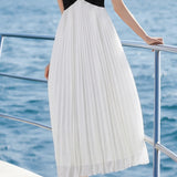 Elegant Vacation Contrast Pleated Dress - liwisi
