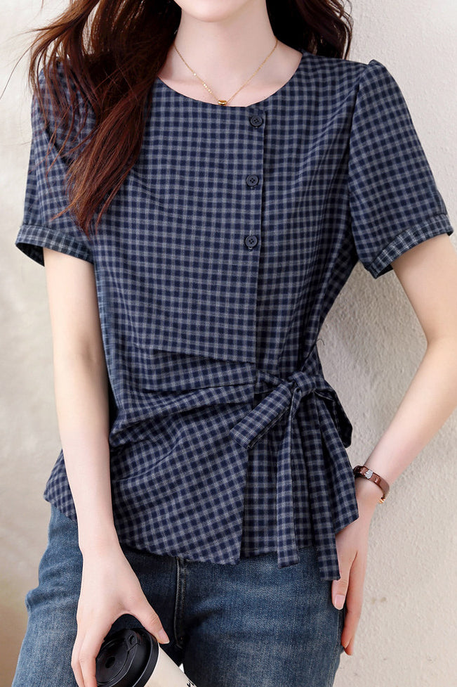 French Versatile Striped Sash Shirt - liwisi