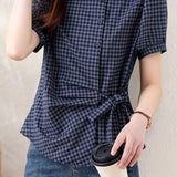 French Versatile Striped Sash Shirt - liwisi