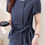 French Versatile Striped Sash Shirt - liwisi