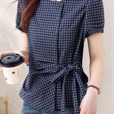 French Versatile Striped Sash Shirt - liwisi