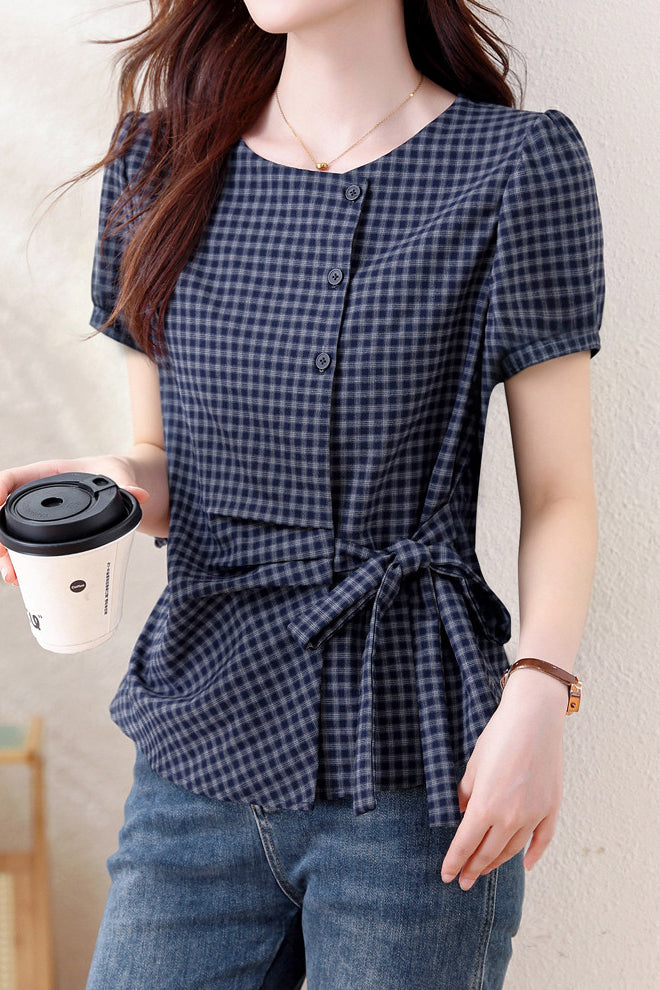 French Versatile Striped Sash Shirt - liwisi