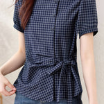 French Versatile Striped Sash Shirt - liwisi