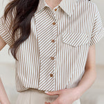 French Commuter Design-Detail Striped Shirt - liwisi