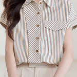 French Commuter Design-Detail Striped Shirt - liwisi
