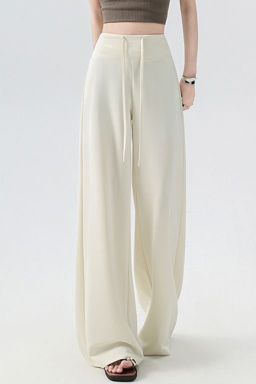 Casual Versatile High Waist Drawstring Wide Leg Pants - liwisi