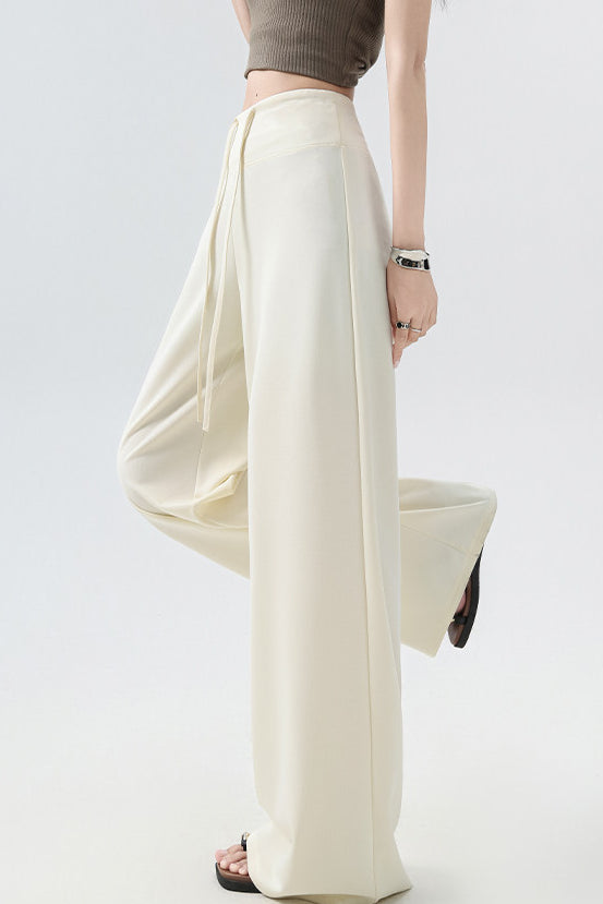 Casual Versatile High Waist Drawstring Wide Leg Pants - liwisi