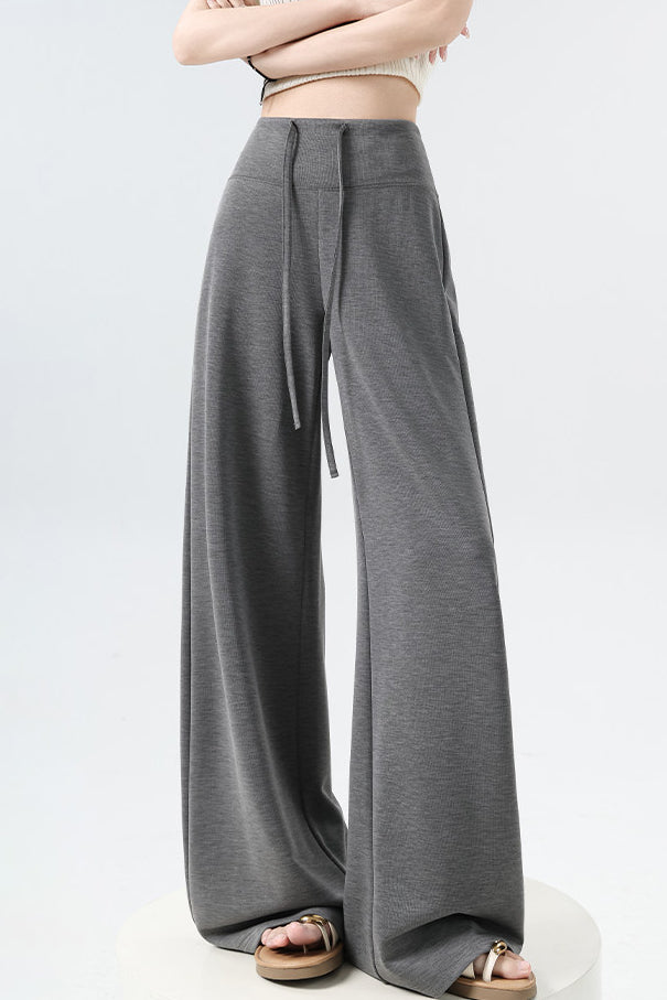 Casual Versatile High Waist Drawstring Wide Leg Pants - liwisi