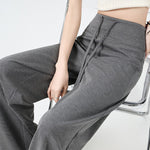 Casual Versatile High Waist Drawstring Wide Leg Pants - liwisi