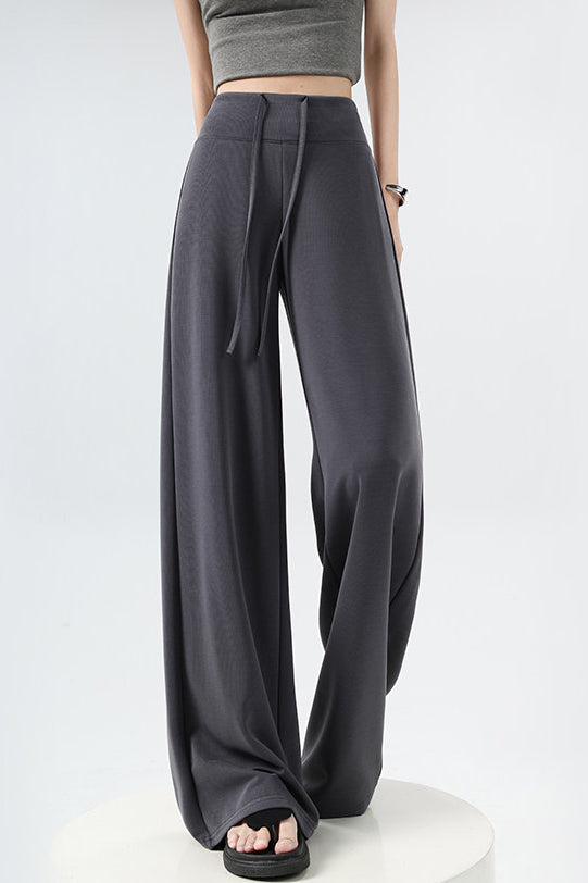 Casual Versatile High Waist Drawstring Wide Leg Pants - liwisi