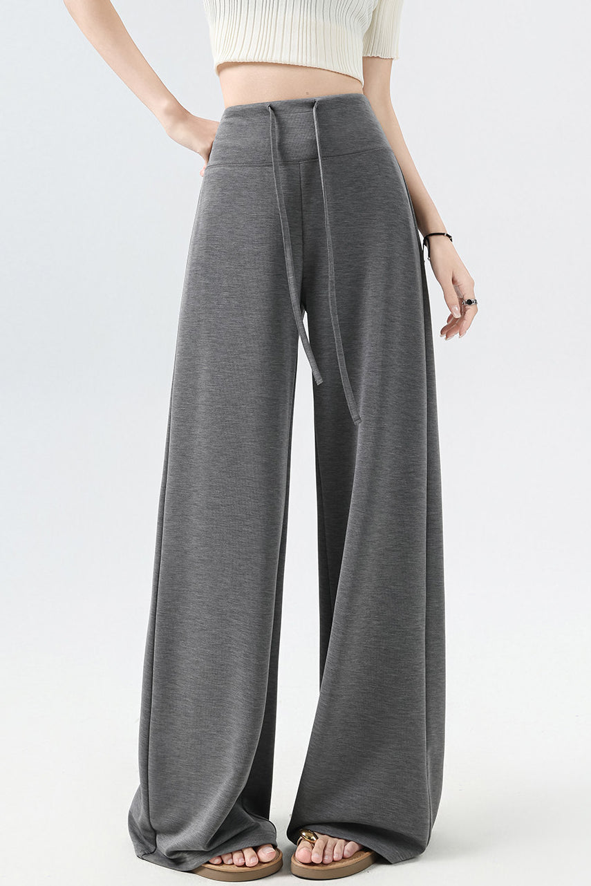Casual Versatile High Waist Drawstring Wide Leg Pants - liwisi